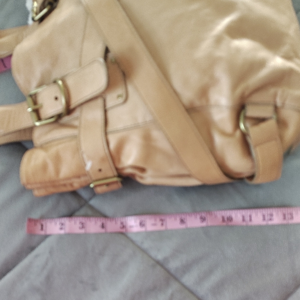 Kooba Natural Tan Elegant Leather Tote with Buckle Accents - Picture 7 of 14